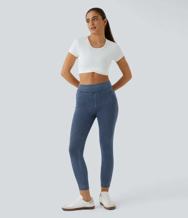 Lyckera Flex högmidjad ficka denim vardagsleggings