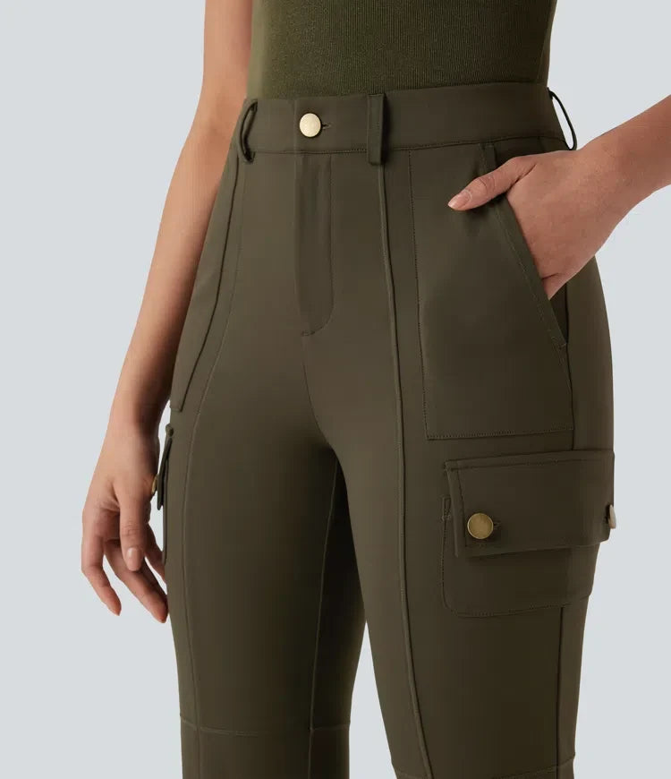 DayStretch med medelhög midja fickor vandring cargo bootcut byxor