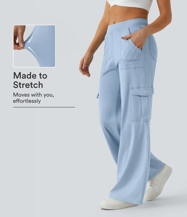 Halara Flex med medelhög midja fickor raka ben för vardag cargo jeans