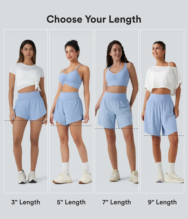 SoftlyZero snabbtorkande med hög midja och magkontroll reflekterande prickar omlott fåll 2-i-1 löpning shorts 3&