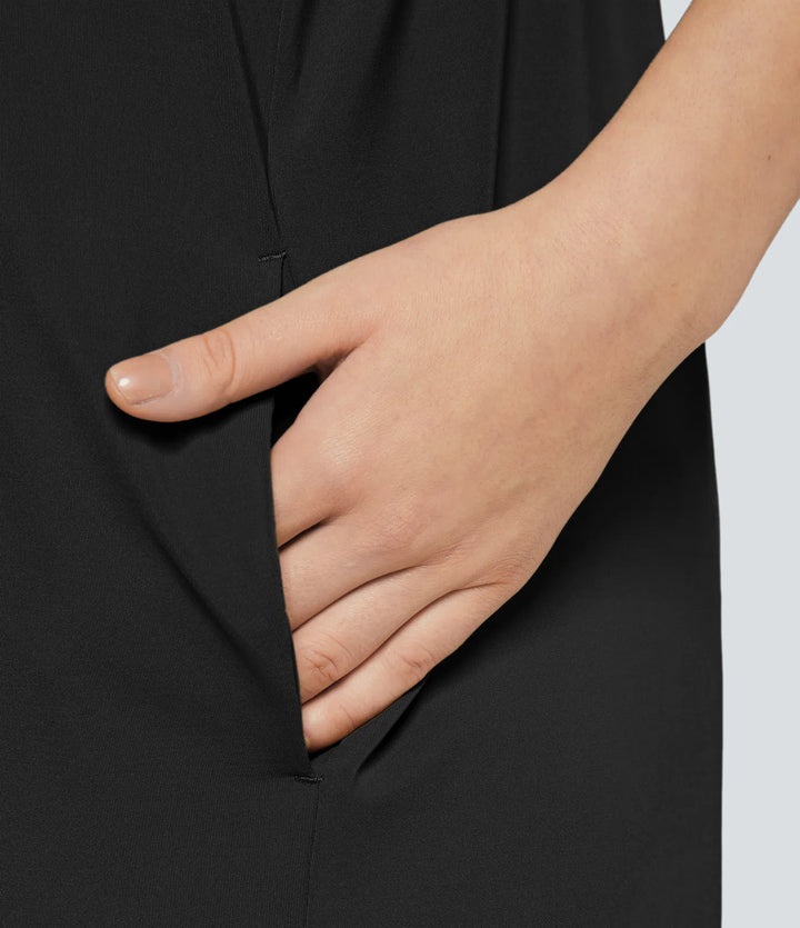 Spaghetti ficka enfärgad vida ben vardaglig jumpsuit
