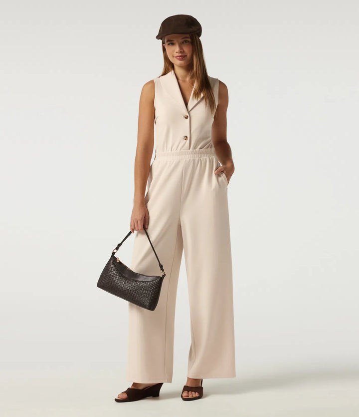 Slagkrage krage ärmlös raka ben arbetsjumpsuit med fickor - Easy Peezy Edition