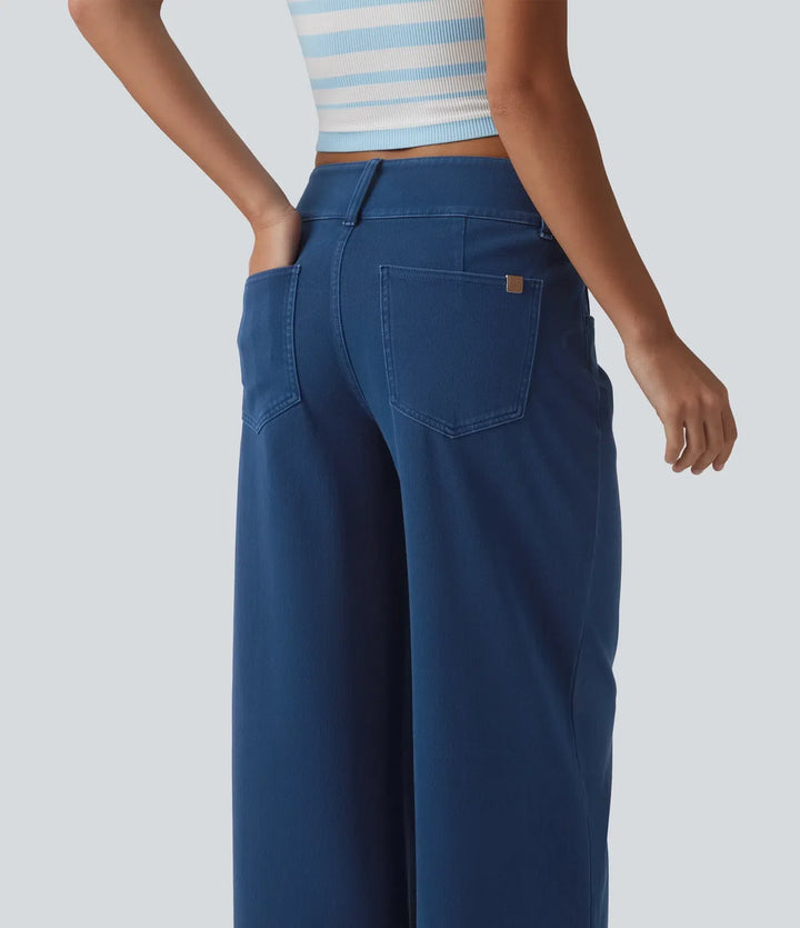 Lyckera Flex låg midja raka ben färgstark arbete jeans med fickor