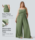 Plusstorlek inbyggd bh rynklad vida ben melerad jumpsuit för vardag med fickor – Easy Peezy-utgåva