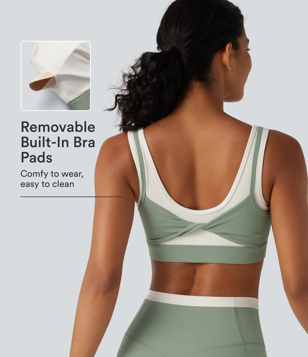 Lyckera UltraSculpt medium stöd U-ringad inbyggd BH vriden färgblock yoga sport-BH