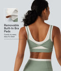 Lyckera UltraSculpt medium stöd U-ringad inbyggd BH vriden färgblock yoga sport-BH