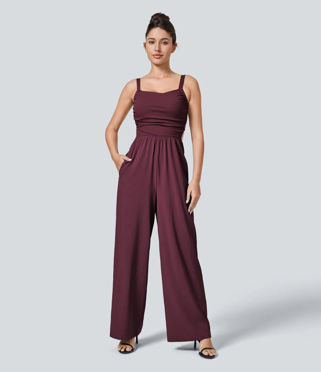 Breezeful spets upp ficka snabbtorkande vardaglig jumpsuit
