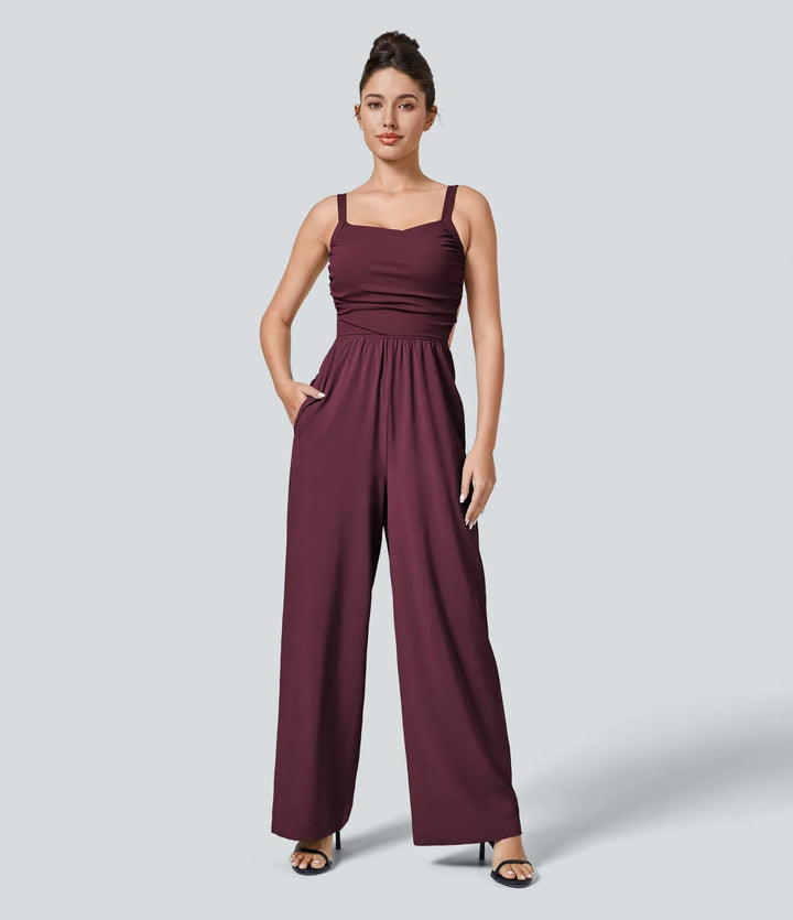 Breezeful spets upp ficka snabbtorkande vardaglig jumpsuit