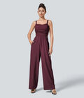 Breezeful spets upp ficka snabbtorkande vardaglig jumpsuit