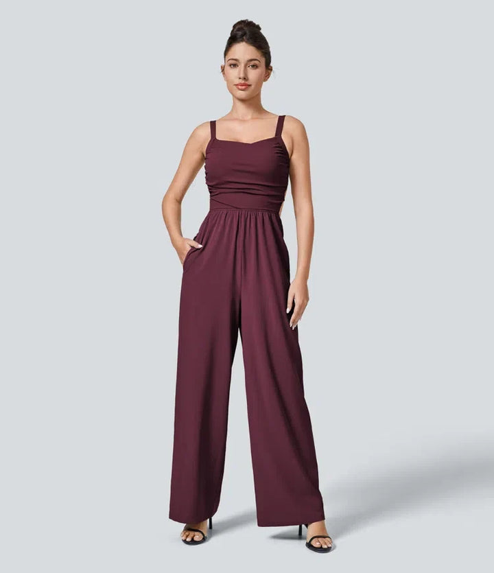 Breezeful spets upp ficka snabbtorkande vardaglig jumpsuit
