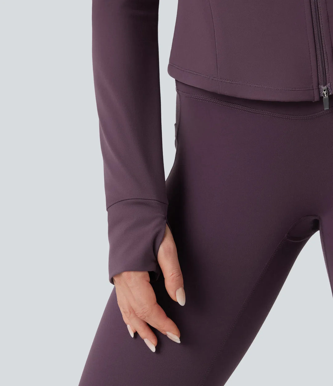 Lyckera UltraSculpt halvpolo rynkat push-upp långärmad tumhål yogajacka med fickor