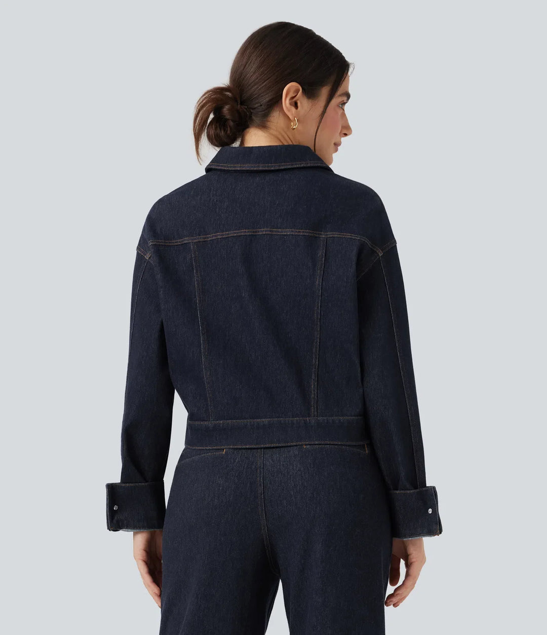Lyckera Flex krage långärmad denim vardaglig jacka