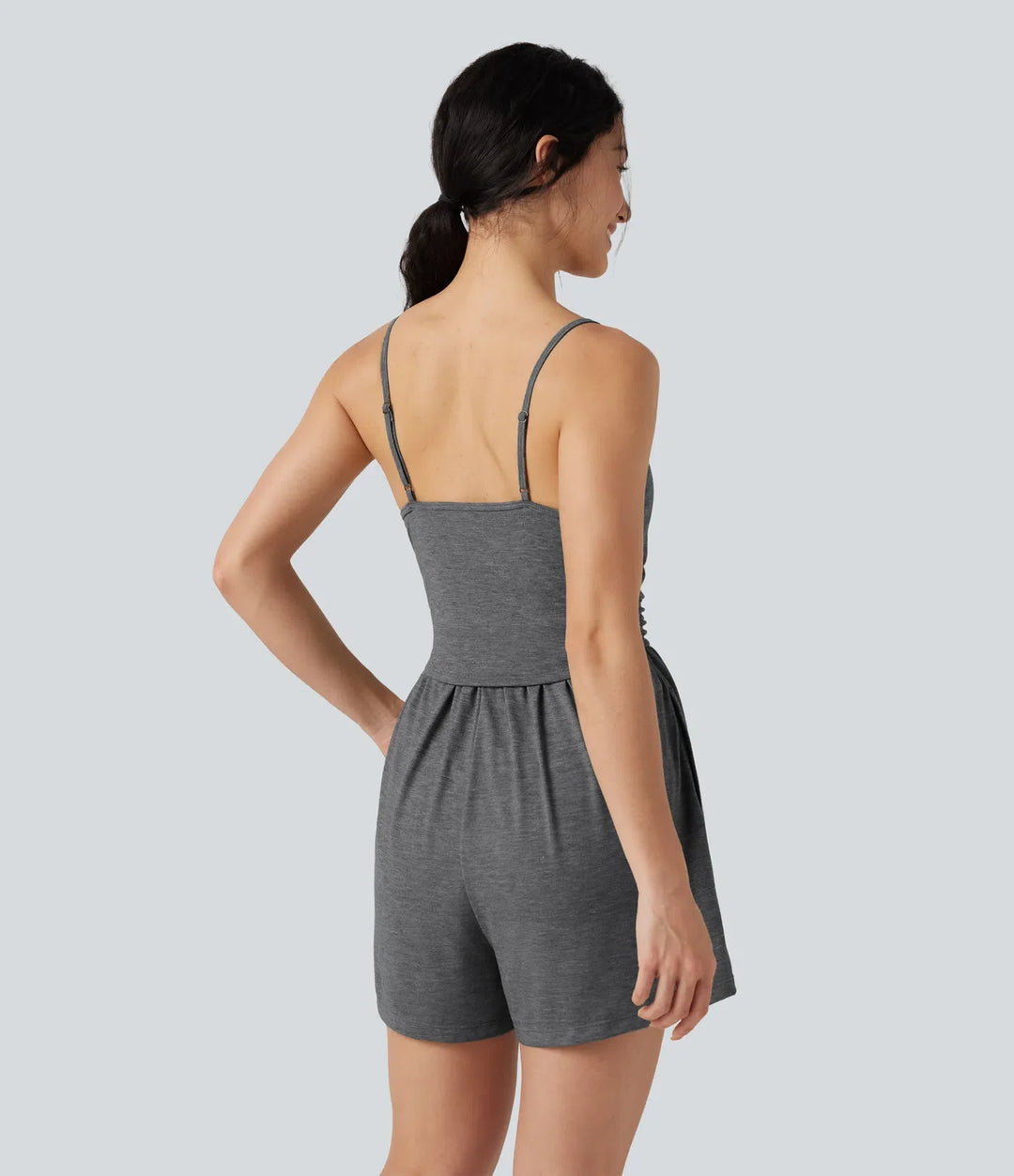 Inbyggd BH rynkat 2-i-1 melerad vardaglig playsuit med fickor-Easy Peezy Edition