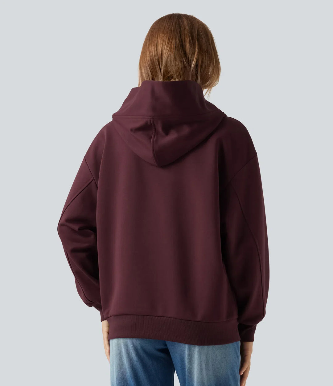 Med huva crossover nedhasad långärmad fleece vardaglig sweatshirt med ficka
