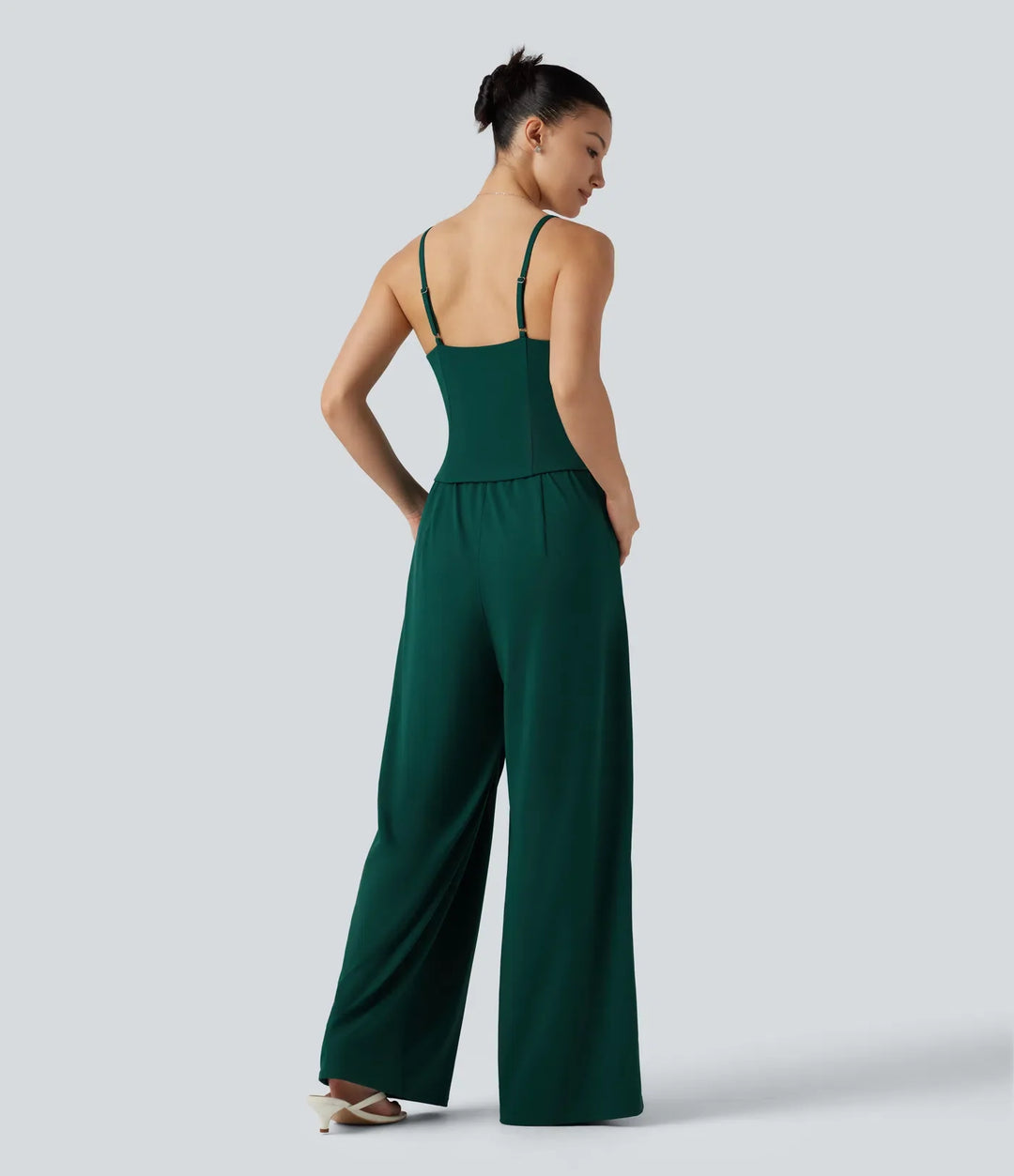 Omlott slits fåll inbyggd BH vardaglig slip baggy jumpsuit med fickor-Easy Peezy