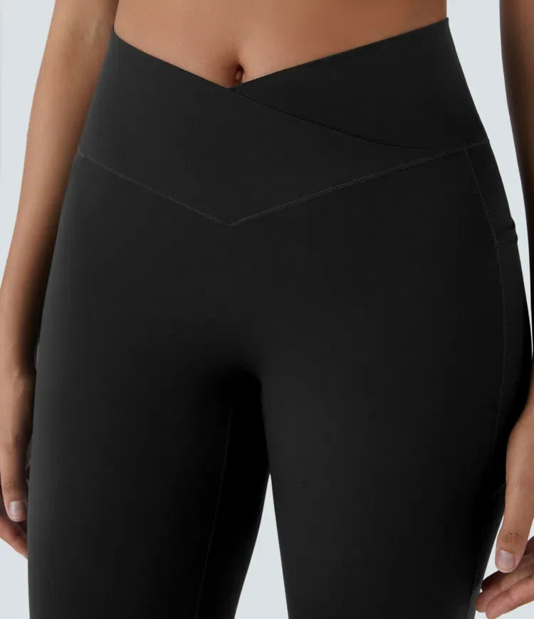 SoftlyZero med hög midja, omlottmidja och ficka capri yogaleggings