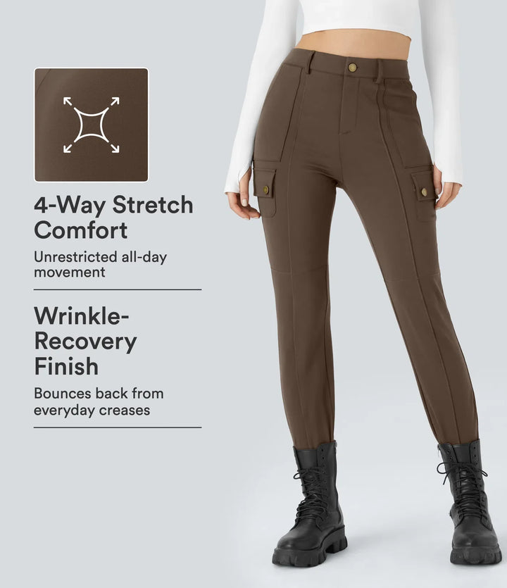 DayStretch högmidjad dragkedja fickor enfärgad skinny cargo byxor