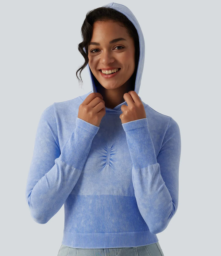 OneForm sömlös flow med huva långärmad vardaglig sweatshirt