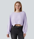 Båtringad långärmad hög-låg vardaglig sweatshirt