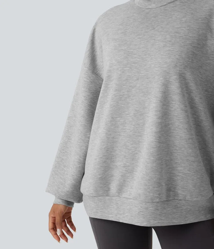 Halvpolo avslappnad vardaglig sweatshirt med fickor