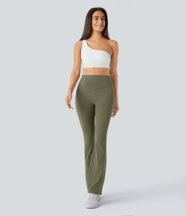 Lyckera UltraSculpt högmidjad scrunch med rumplyft magkontroll ficka formande yoga bootcut leggings