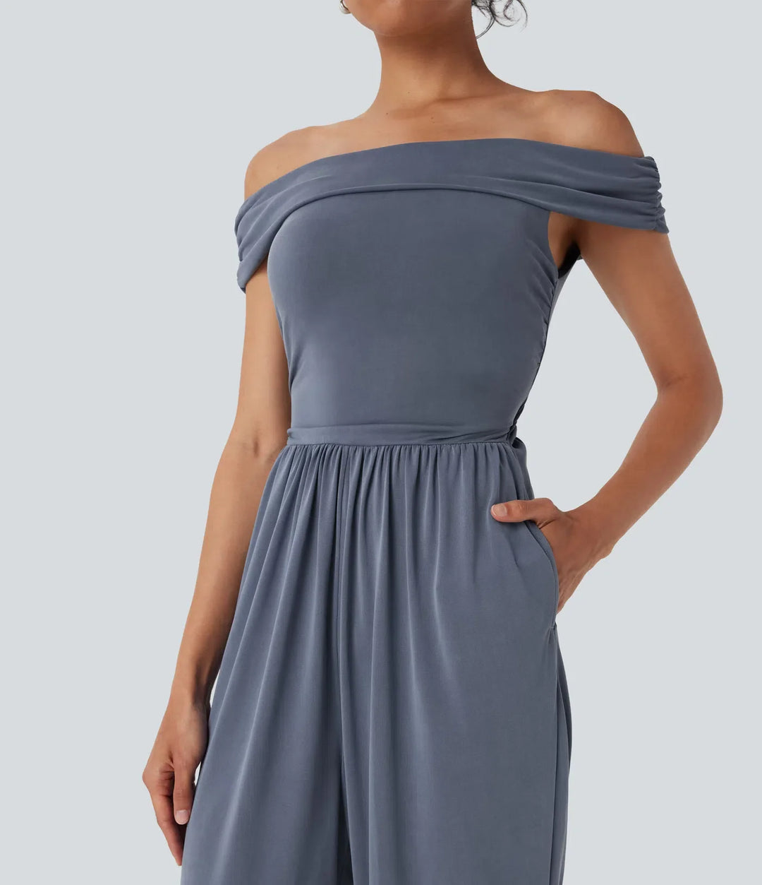 Bara axlar rygg dragkedja vardaglig jumpsuit med fickor-Easy Peezy