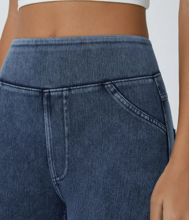 Halara Flex med hög midja och ficka denim capri vardagsleggings