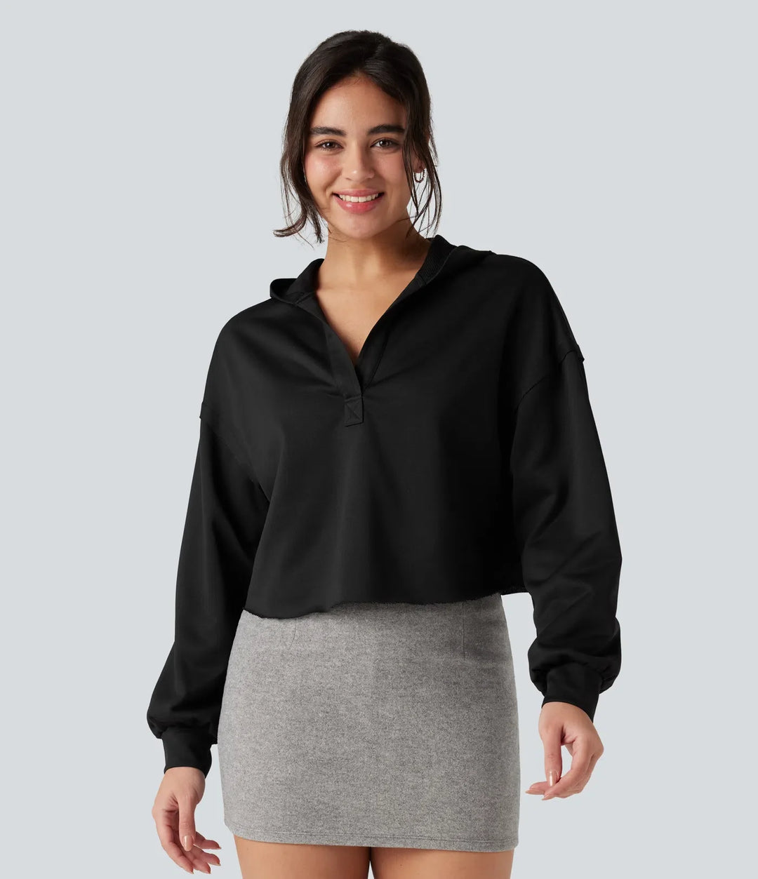 Med huva långärmad avslappnad vardaglig sweatshirt