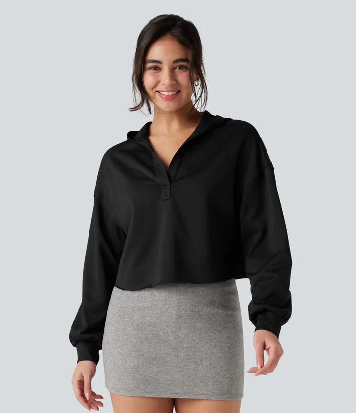 Med huva långärmad avslappnad vardaglig sweatshirt