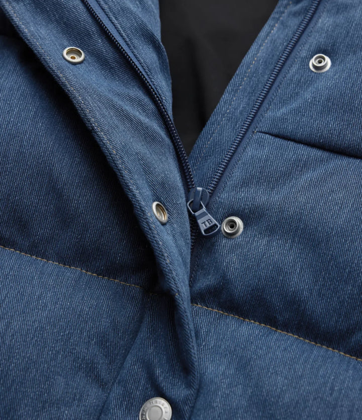 Lyckera Flex denim ståkrage vardaglig vadderad väst med fickor