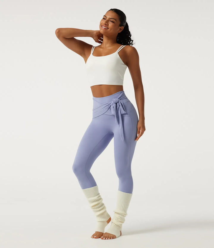SoftlyZero med hög midja knytning framtill yogaleggings med fickor