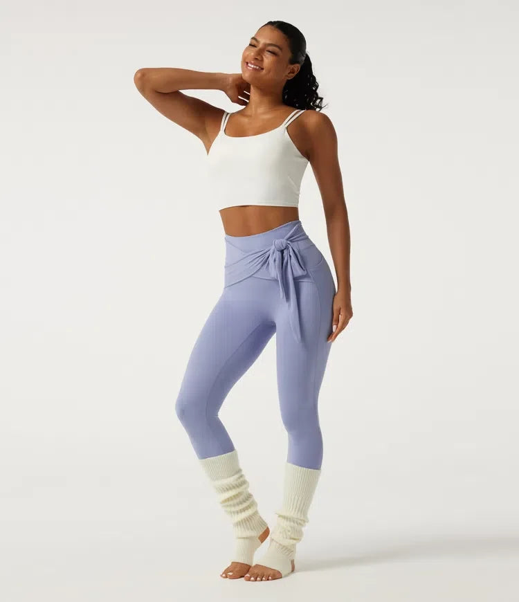 SoftlyZero med hög midja knytning framtill yogaleggings med fickor