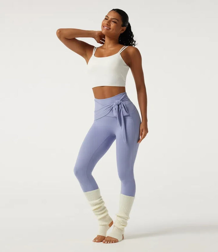 SoftlyZero med hög midja knytning framtill yogaleggings med fickor