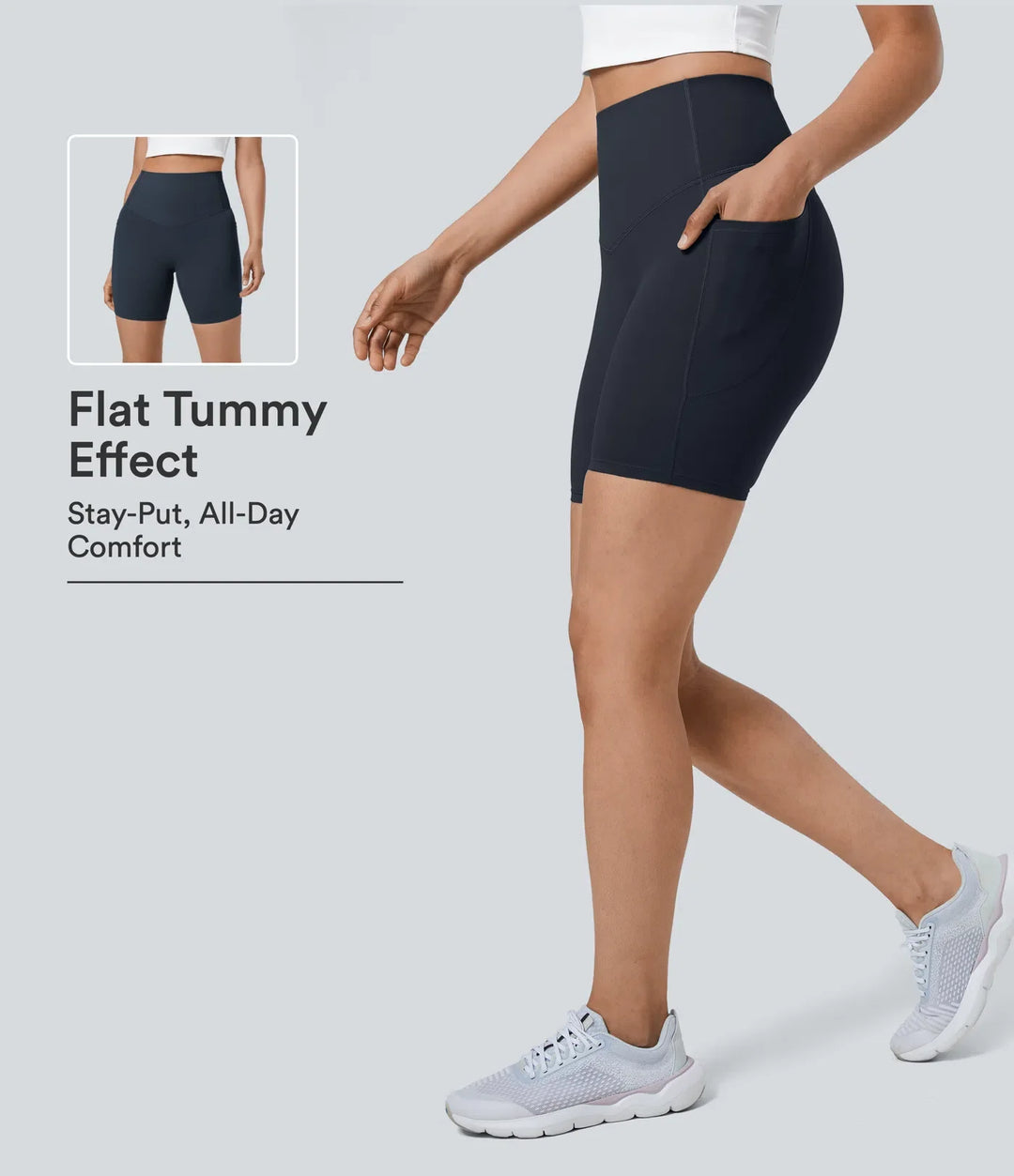 Lyckera UltraSculpt högmidjad magkontroll ficka formande träning bikershorts 7&