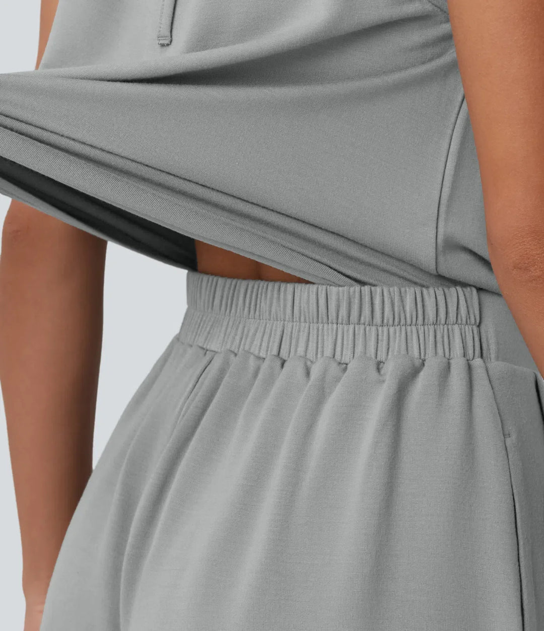 Halterneck ärmlös knytning i ryggen veckad vardaglig playsuit med fickor-Easy Peezy