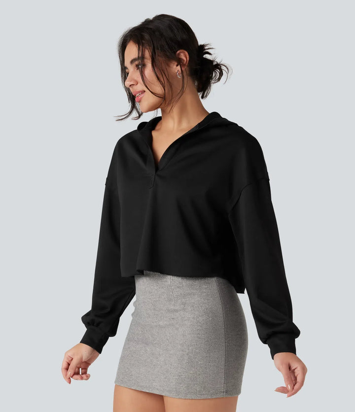 Med huva långärmad avslappnad vardaglig sweatshirt