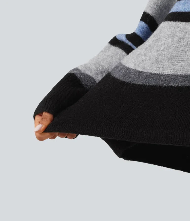 Rund hals långärmad oversized randig vardaglig tröja