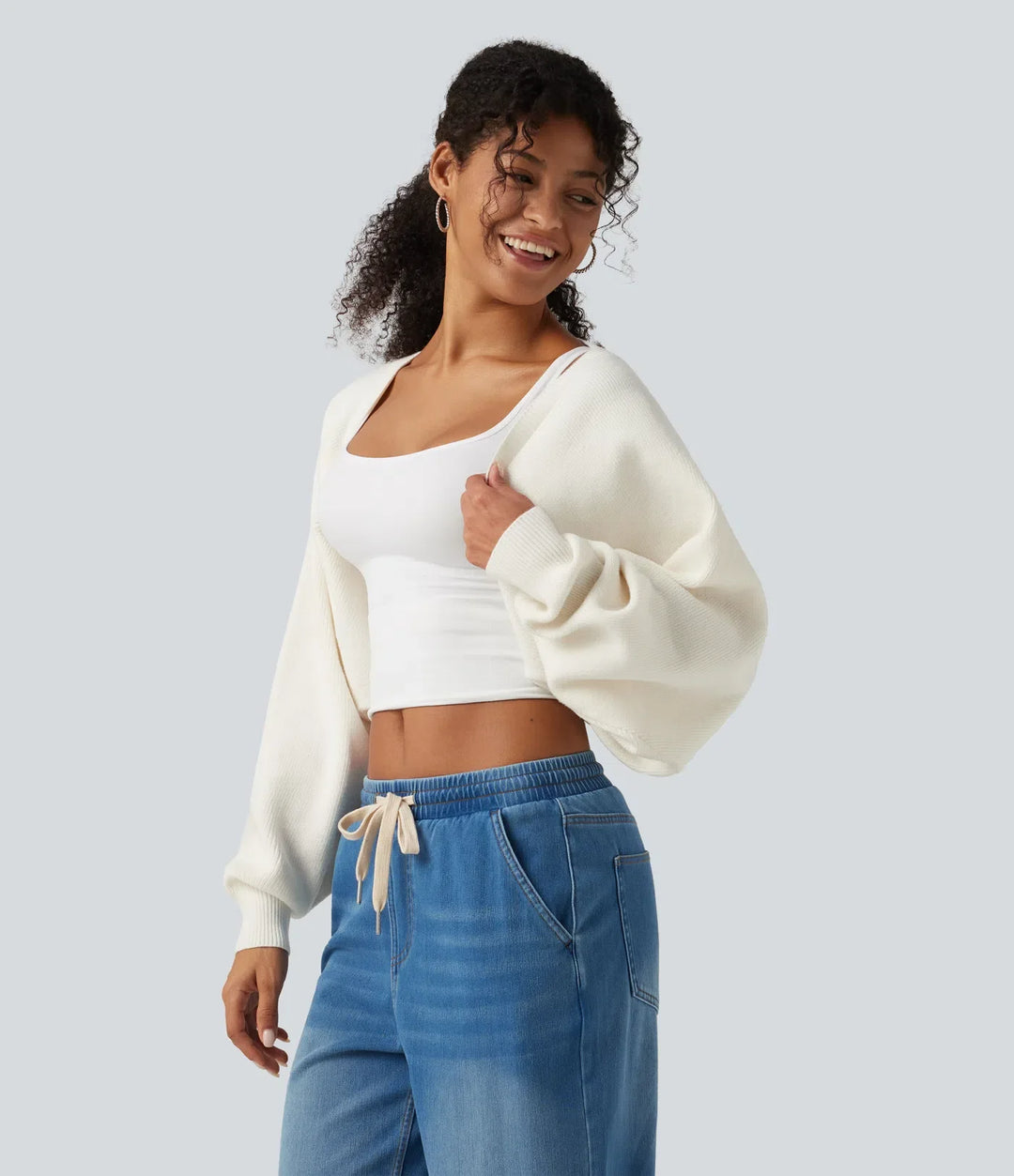 Långärmad öppen front vardaglig cardigan