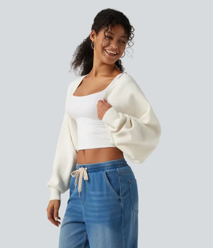 Långärmad öppen front vardaglig cardigan