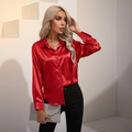 SELWORTH SATIN V-RINGAD BLUS