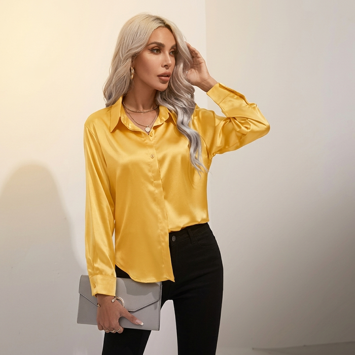 SELWORTH SATIN V-RINGAD BLUS