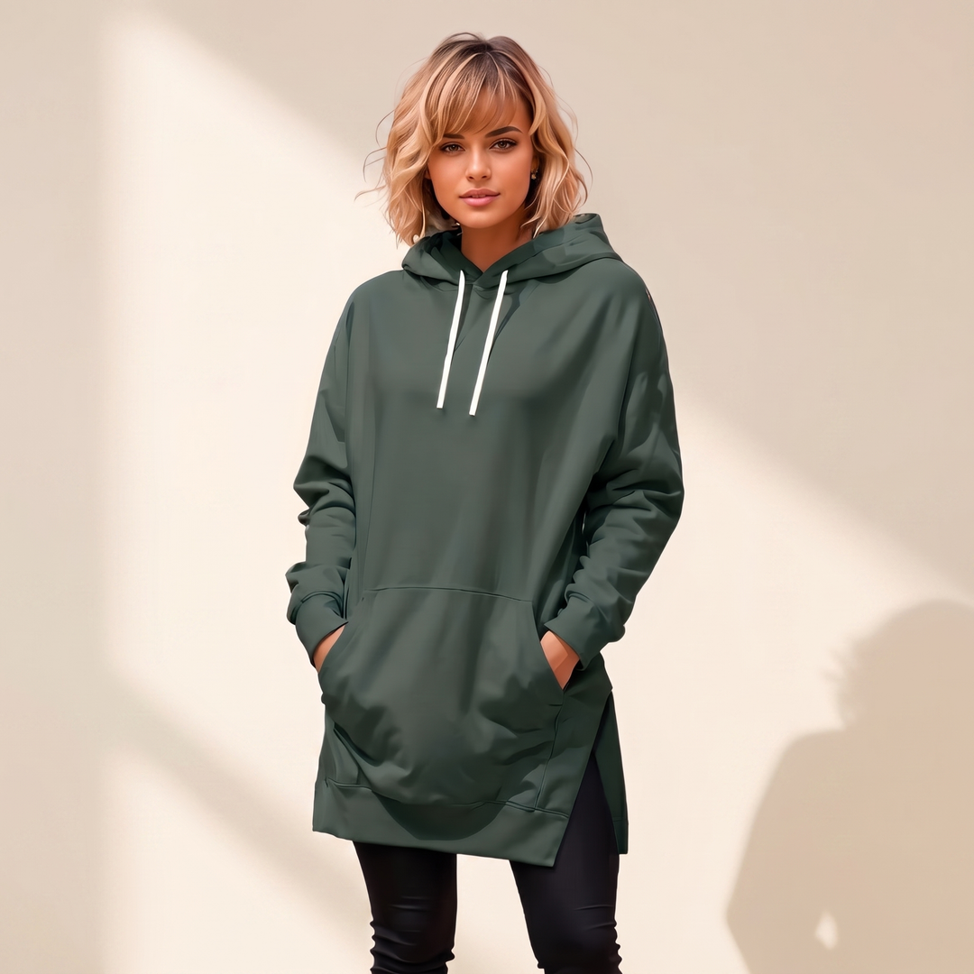 AVELMERE MJUK FLEECE HOODIEKLÄNNING