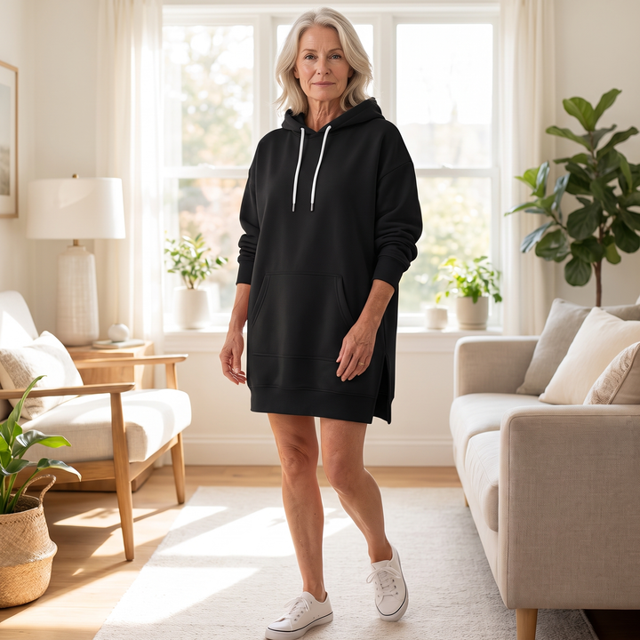 AVELMERE MJUK FLEECE HOODIEKLÄNNING