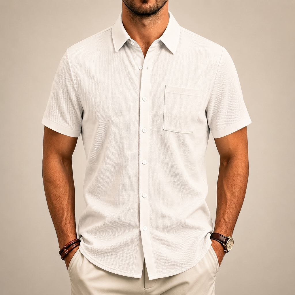 CALDHAM TEXTURERAD SKJORTA MED KNAPPNING