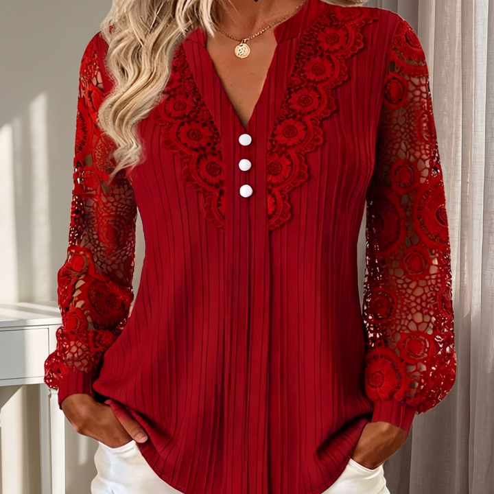 PRIMLEIGH SPETSPANEL-V-RINGAD BLUS