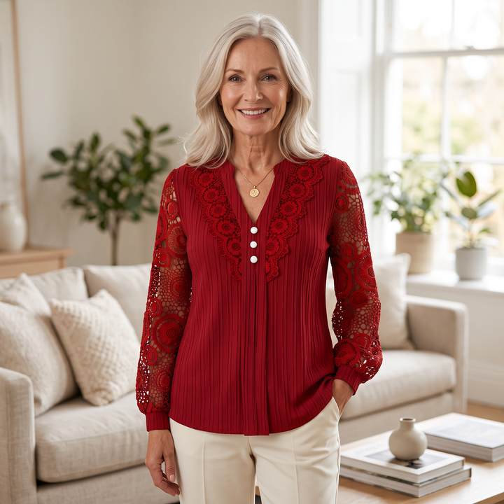 PRIMLEIGH SPETSPANEL-V-RINGAD BLUS