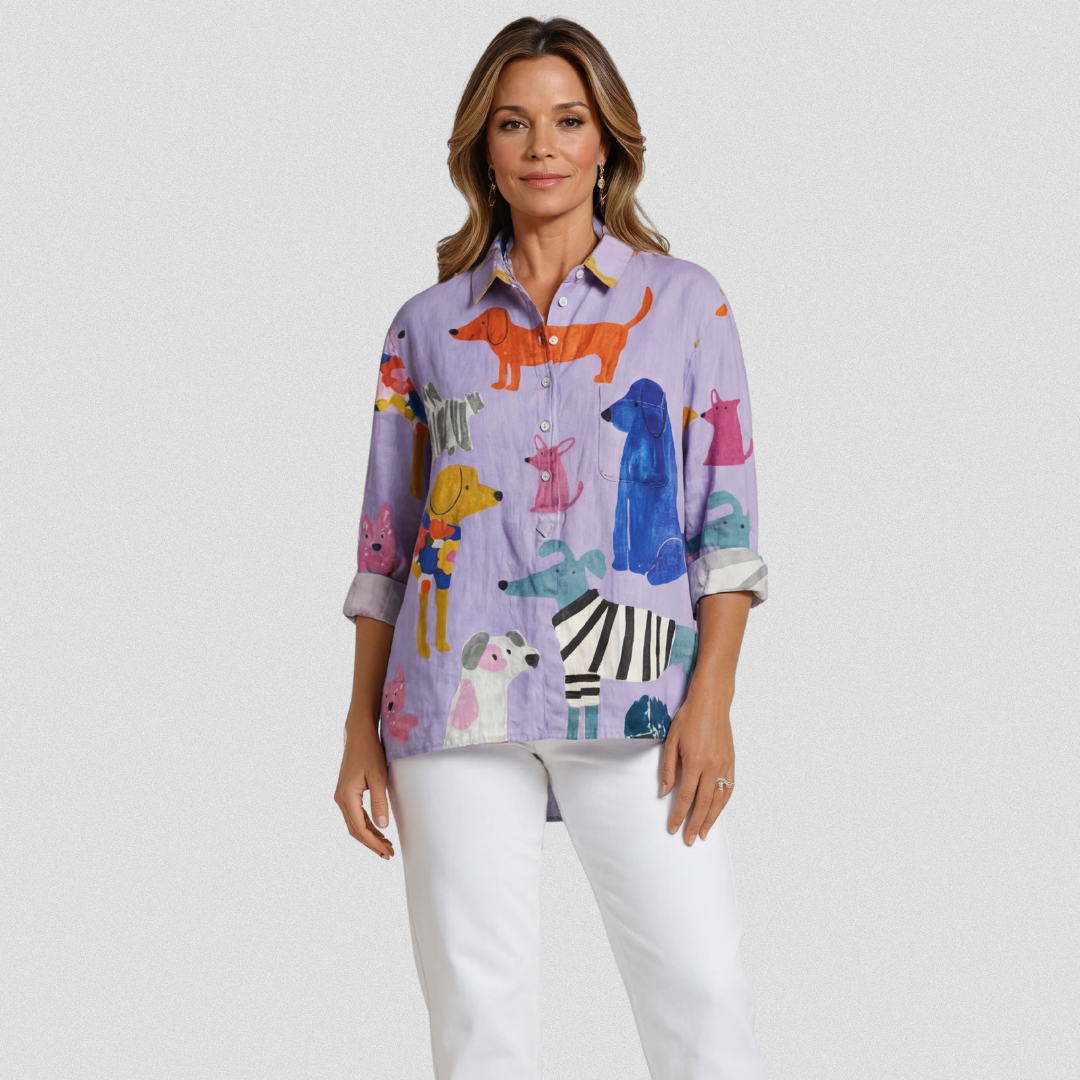 BLUS MED HUNDMÖNSTER