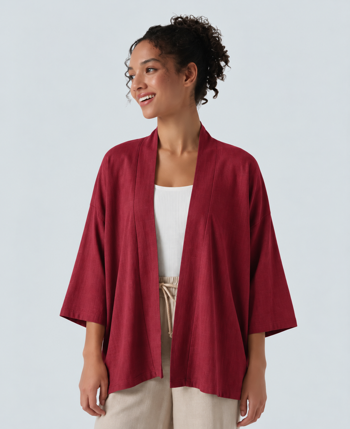 Öppen front 3/4 ärm vardaglig cardigan