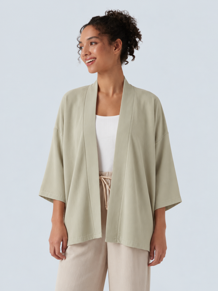 Öppen front 3/4 ärm vardaglig cardigan