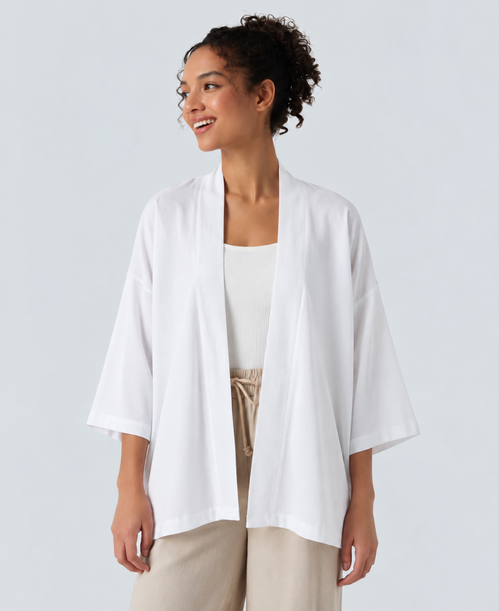 Öppen front 3/4 ärm vardaglig cardigan